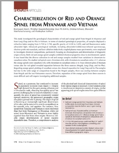 Characterization of red and orange spinel from Myanmar and Vietnam
